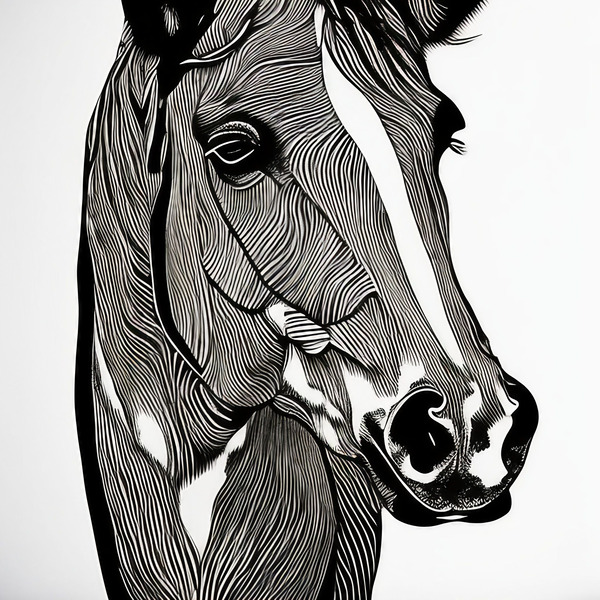 Claire. Horse. Line Art. by The Artful Mane
