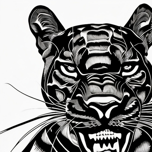 Determined. Jaguar. Line Art. by The Artful Mane